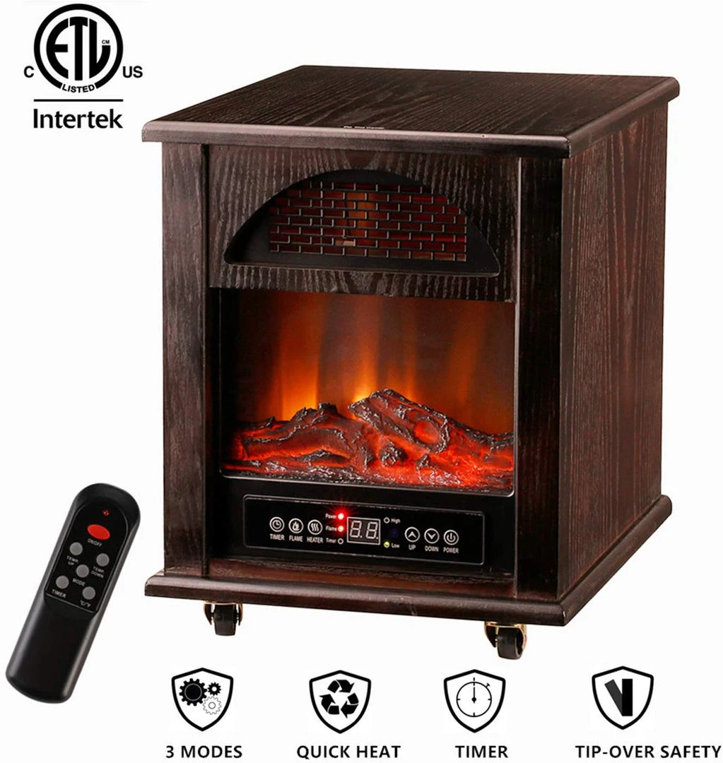 Heating & Plumbing LEISURELIFE Electric Digital Fireplace Stove For 1000sq.ft - Adjustable Infrared Heater Thermostat