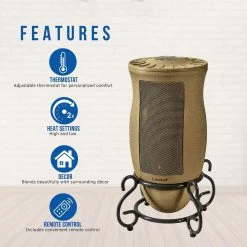 Lasko Designer Series Ceramic Space Heater-Features Oscillation, Remote, And Built-in Timer, Beige Heating & Plumbing
