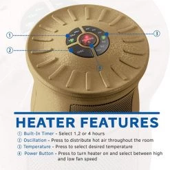 Lasko Designer Series Ceramic Space Heater-Features Oscillation, Remote, And Built-in Timer, Beige Heating & Plumbing