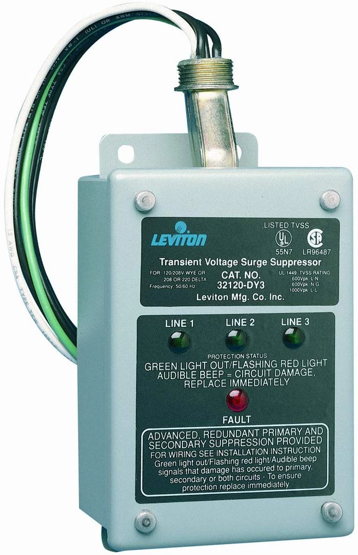 Leviton 32120-DY3 120/208 Volt 3-Phase Wye Or Delta, Surge Panel, DHC And X10 Compatible, 80Ka L-N Max Surge Current