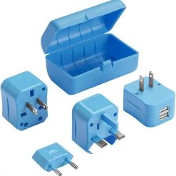 Lewis N. Clark Adapter Plug Kit W 2.1a Dual USB Charger, Blue Electrical & Lighting
