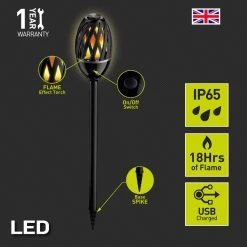 Electrical & Lighting Luceco LED Flame Torch Light, Waterproof. Garden, Patways, Entrance Area