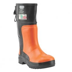 OREGON YUKON RUBBER CHAINSAW SAFETY BOOTS ORANGE / BLACK SIZE 8 Safety & Work Wear