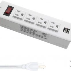 4 LEAF Recessed Power Strip Socket With Switch 4 Power Outlets 2 USB Hubs With 2 Screws White Electrical & Lighting