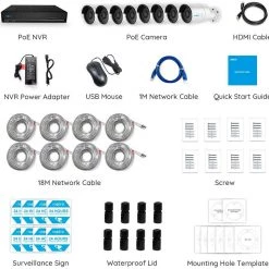 Reolink 4MP 16CH PoE Video Surveillance System, 8pcs Wired Outdoor 1440P PoE IP Cameras Electrical & Lighting