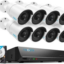 Reolink 4MP 16CH PoE Video Surveillance System, 8pcs Wired Outdoor 1440P PoE IP Cameras Electrical & Lighting