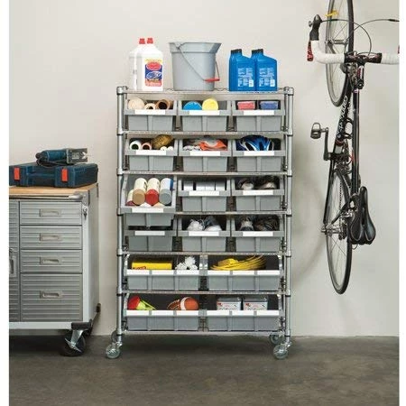 Tools Seville Classics SHE16510BX Commercial 7-Tier NSF 16 Bin Rack Shelving