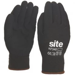 Safety & Work Wear SITE KF340 THERMAL WINTER WORK GLOVES BLACK LARGE