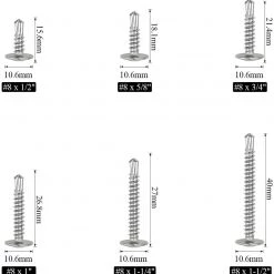 Sutemribor 270 Pieces 410 Stainless Steel Self Drilling Screws Set (#8 Wafer Head) Screws, Nails & Fixing