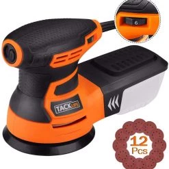 TACKLIFE Orbital Sander, 3.0A 5-Inch Random Orbit Sander With 12Pcs Tools