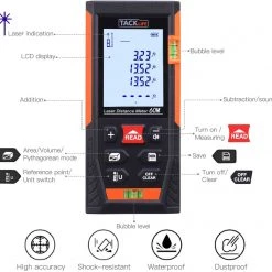 Tacklife HD60 Classic Laser Measure 196Ft M/In/Ft Mute Laser Distance
