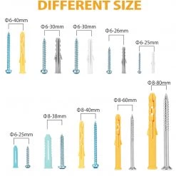 VIGRUE Plastic Self Tapping Screws And Drywall Ribbed Anchors Assortment With Screws Kit 300 Piece