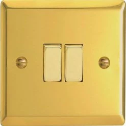 Electrical & Lighting Varilight - 2G 1 Gang Intermediate And 1 Gang 1 Or 2 Way 10 Amp Switch Victorian Brass - XV71D By Varilight