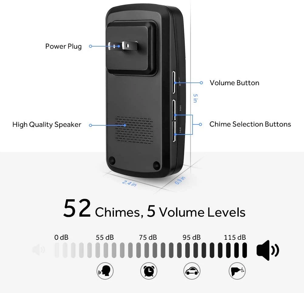 Electrical & Lighting Wireless Doorbell Kit, NOVETE Door Bell Operating At Over 1300 Feet, Waterproof Door Chime Kit